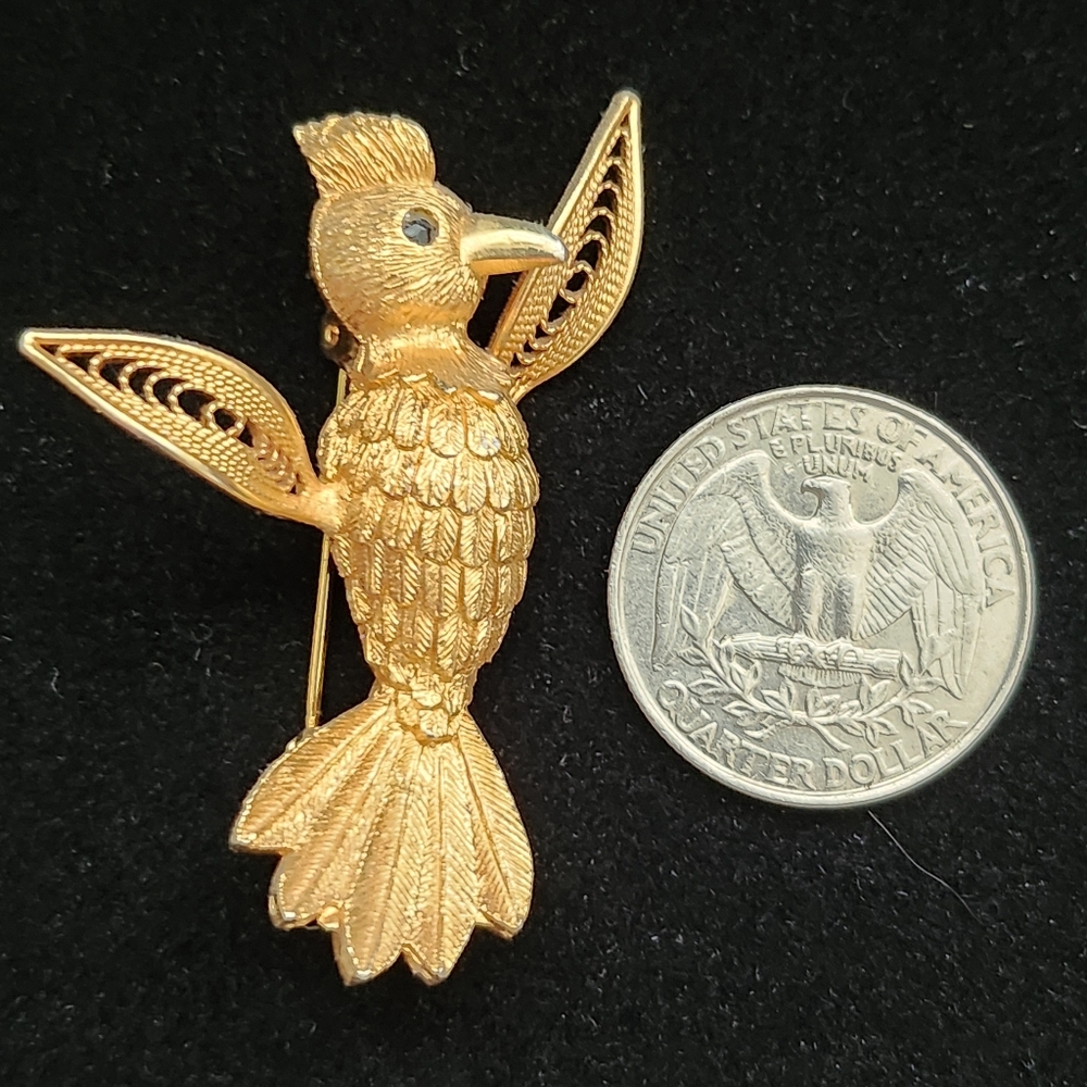 VTG JJ Bird Brooch Gold Tone - Picture 12 of 13